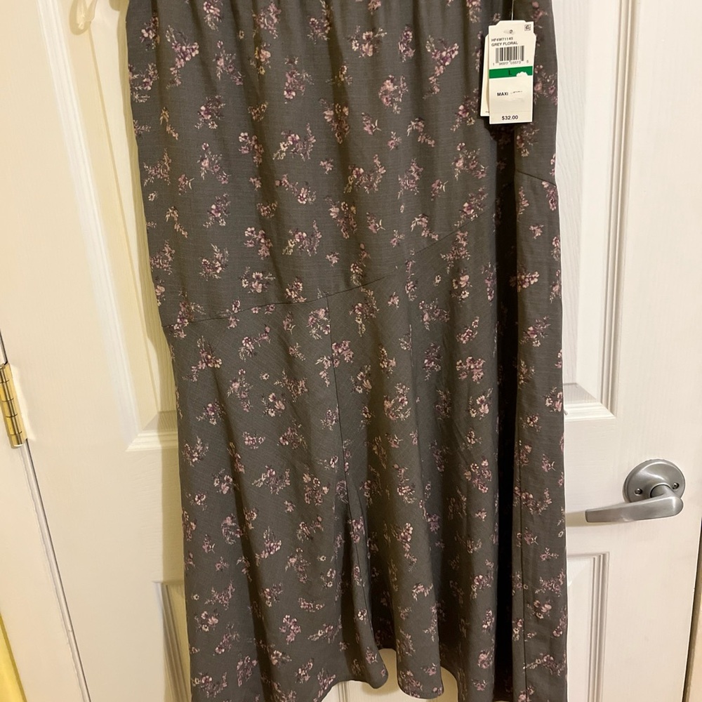 Hippie Rose Charcoal Floral Maxi Skirt